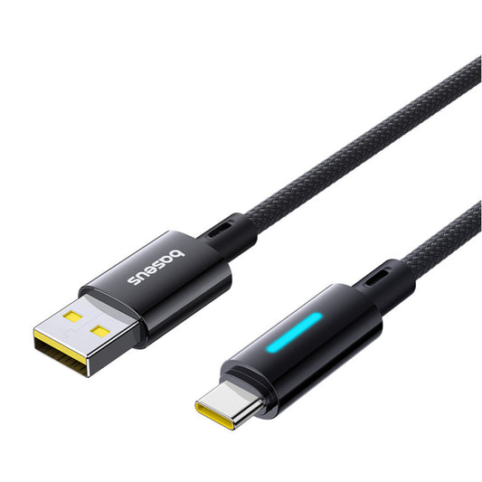 Dátový a nabíjací kábel USB-A - USB-C Baseus Lit Button Control, 100W, 2m, Čierny P10379002121-01