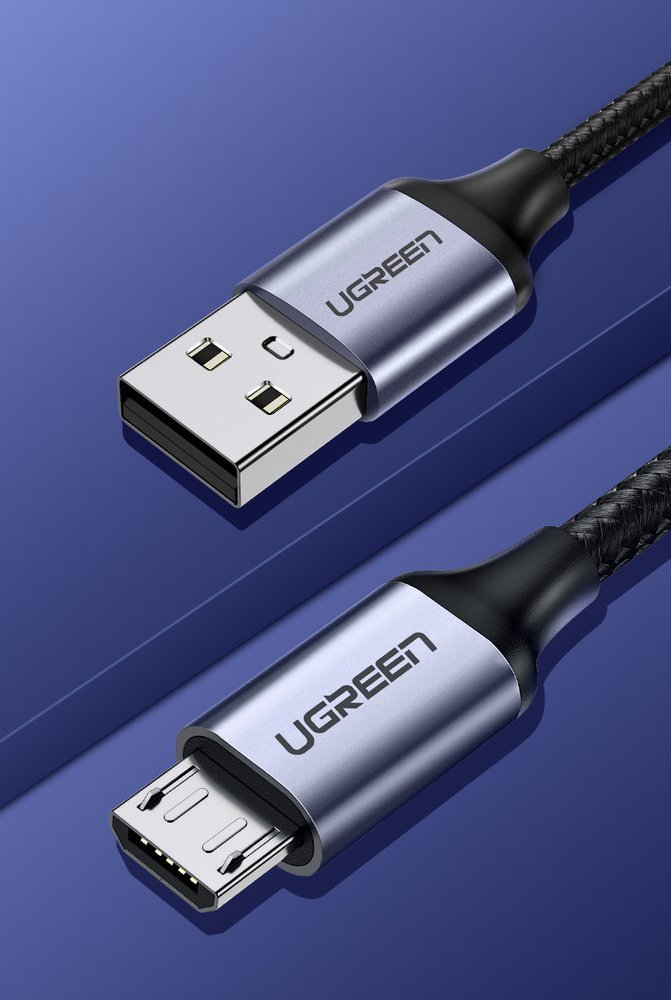 Dátový a nabíjací kábel USB-A - microUSB UGREEN US290, 18W, 2m, čierny