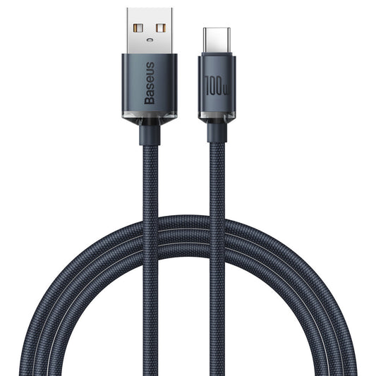 Baseus Crystal Shine Series Dátový a nabíjací kábel USB-A na USB-C, 100 W, 1,2 m, čierny CAJYY000401