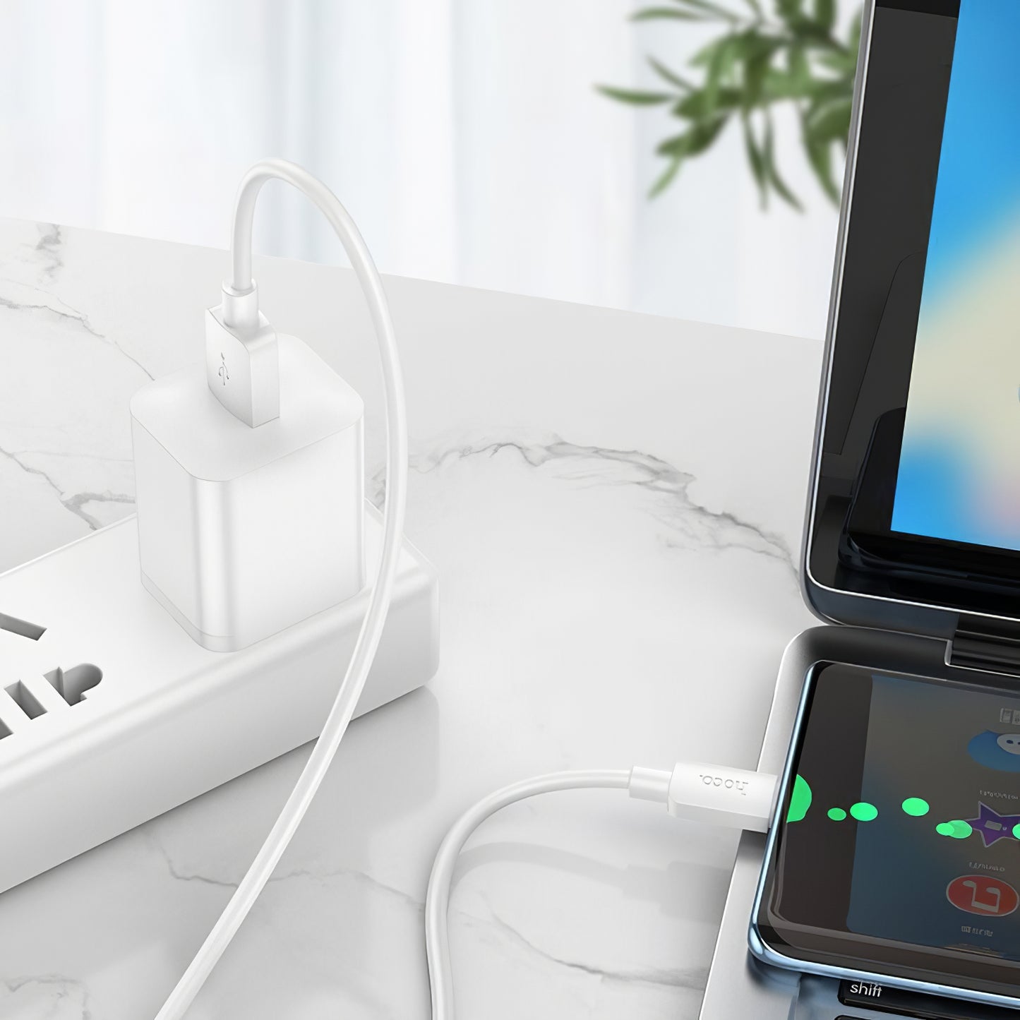 Dátový a nabíjací kábel USB-A - USB-C HOCO X96, 27W, 1m, Biela