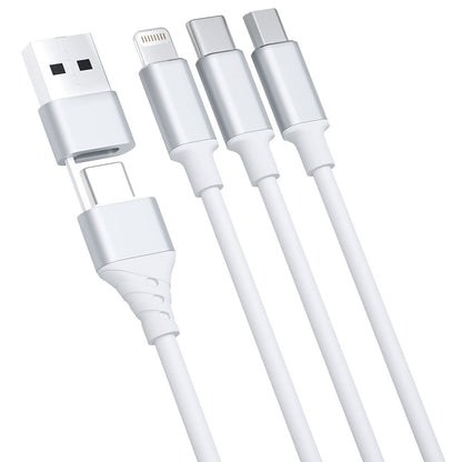 Nabíjací kábel USB-A / USB-C - Lightning / microUSB / USB-C 3MK Hyper 3in1, 12W, 1.5m, Biela