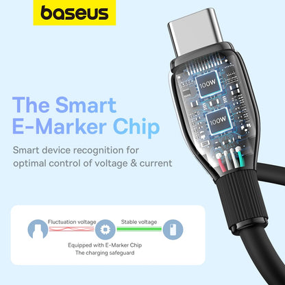 Dátový a nabíjací kábel USB-C - USB-C Baseus Pudding, 100W, 2m, Čierny P10355702111-01