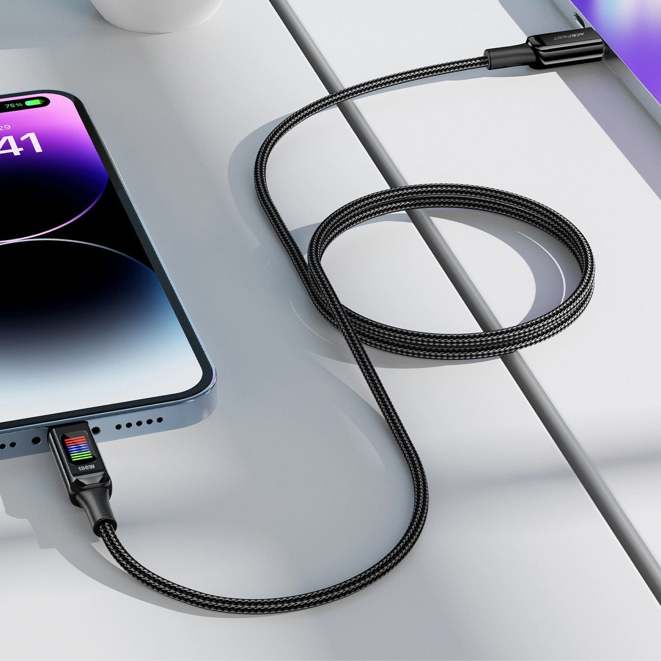 Dátový a nabíjací kábel USB-C - USB-C Acefast C7-03, 100W, 1.2m, čierny