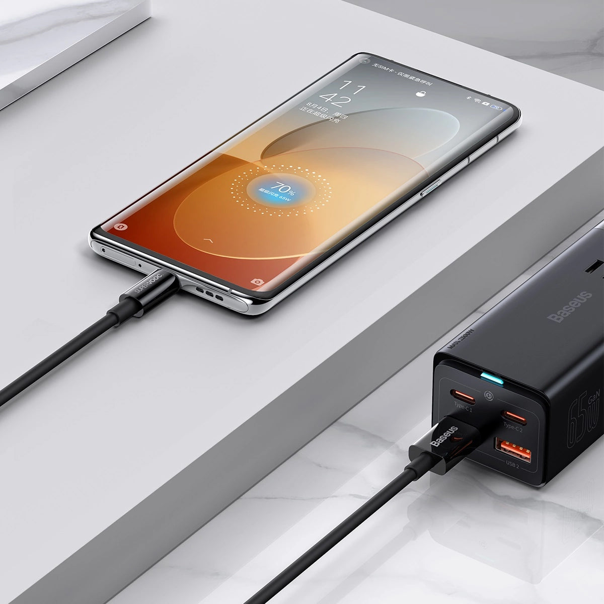 Dátový a nabíjací kábel USB-A - USB-C Baseus Superior Series, 65W, 2m, čierny CAYS001001