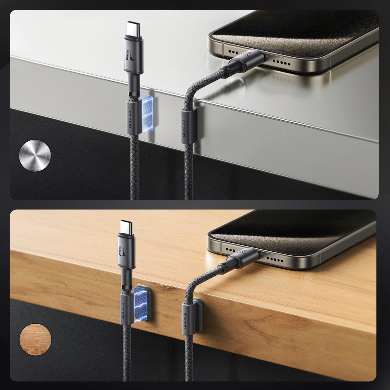 Dátový a nabíjací kábel USB-C - USB-C Joyroom S-A50, 60W, 1.2m, Sivý