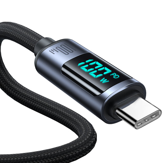 Dátový a nabíjací kábel USB-C - USB-C Joyroom S-A16 Prism Display, 100W, 1.2m, čierny
