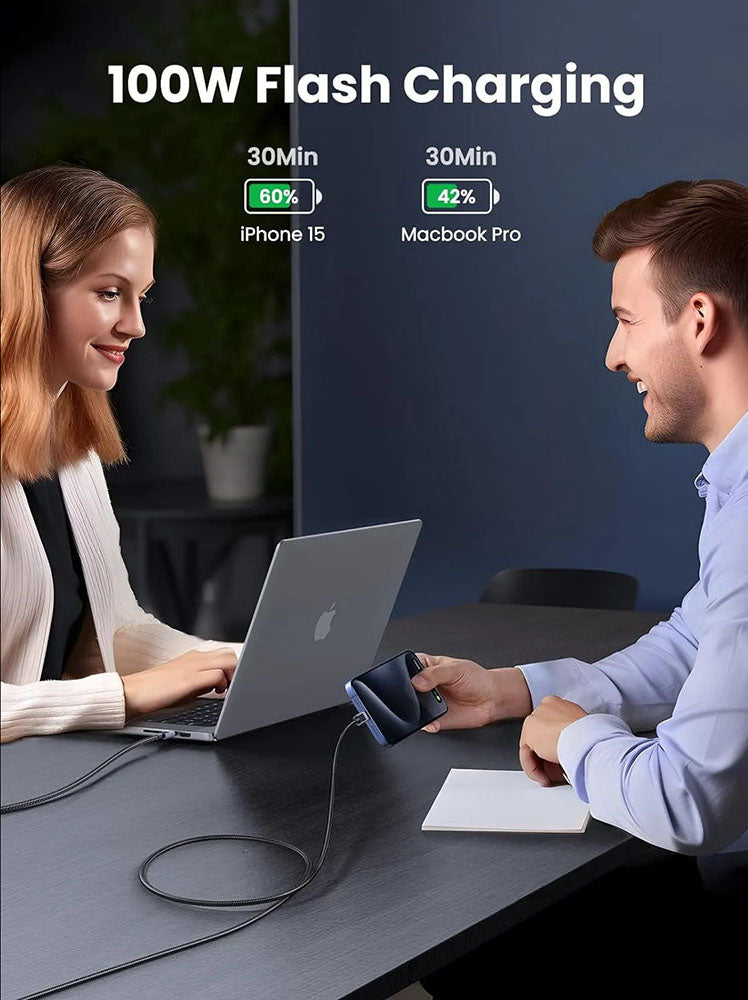 Dátový a nabíjací kábel USB-C - USB-C UGREEN L512, 100W, 0.5m, Sivý