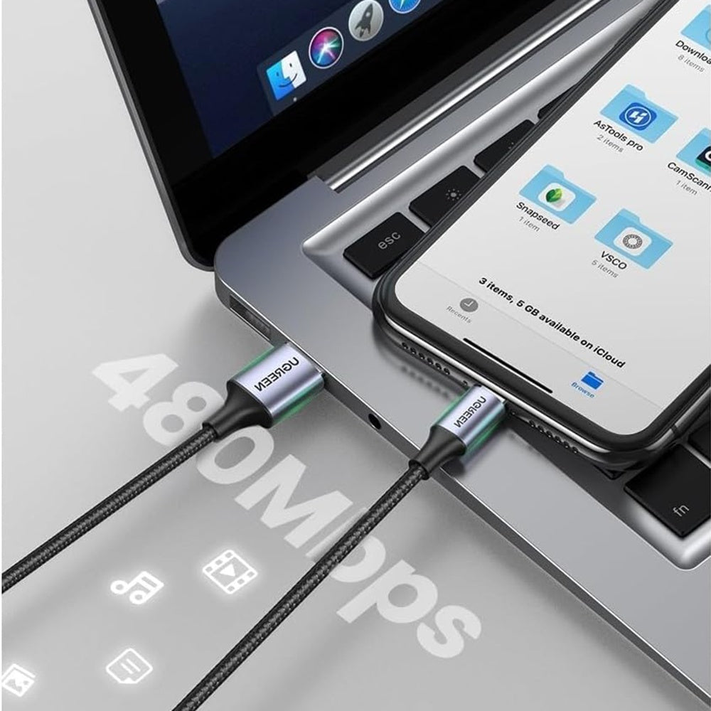 Dátový a nabíjací kábel USB-A - Lightning UGREEN US199, 18W, 1m, Sivý