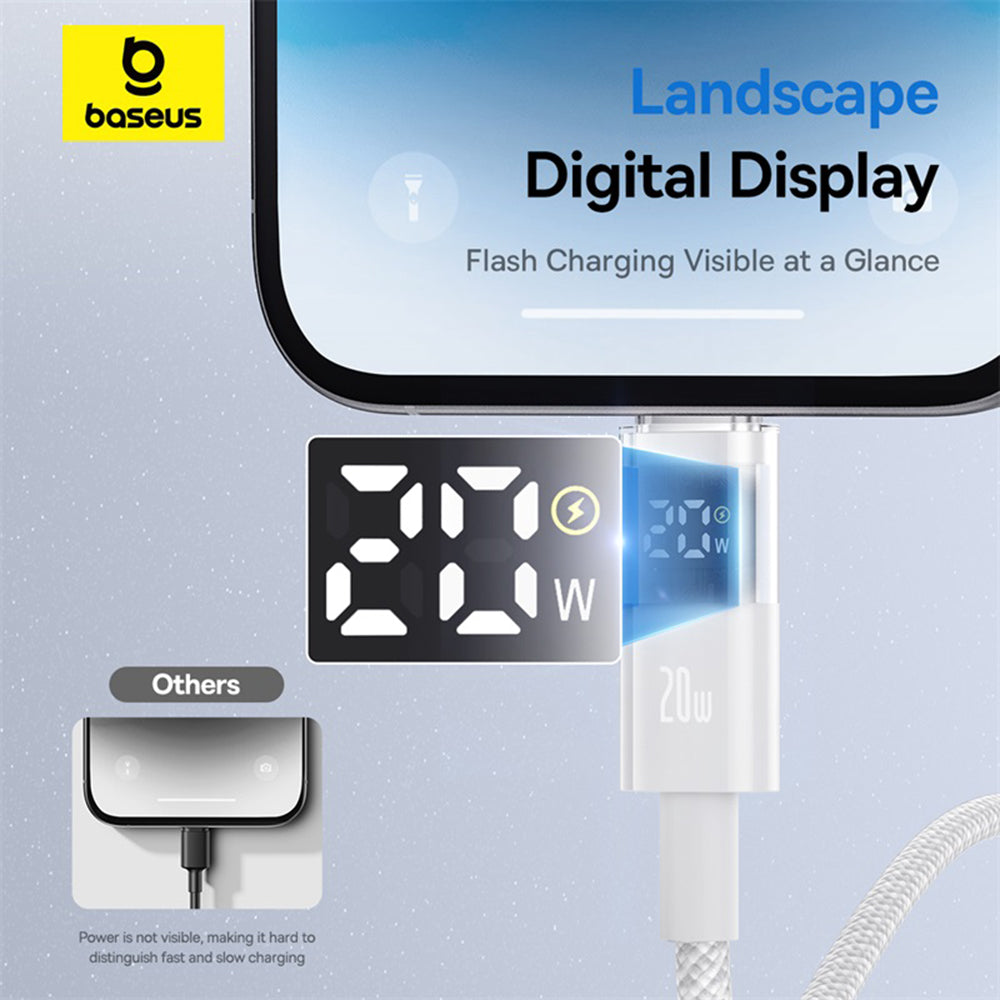 Dátový a nabíjací kábel USB-C - Lightning Baseus Display 2, 20W, 2m, Biela P10382703211-01