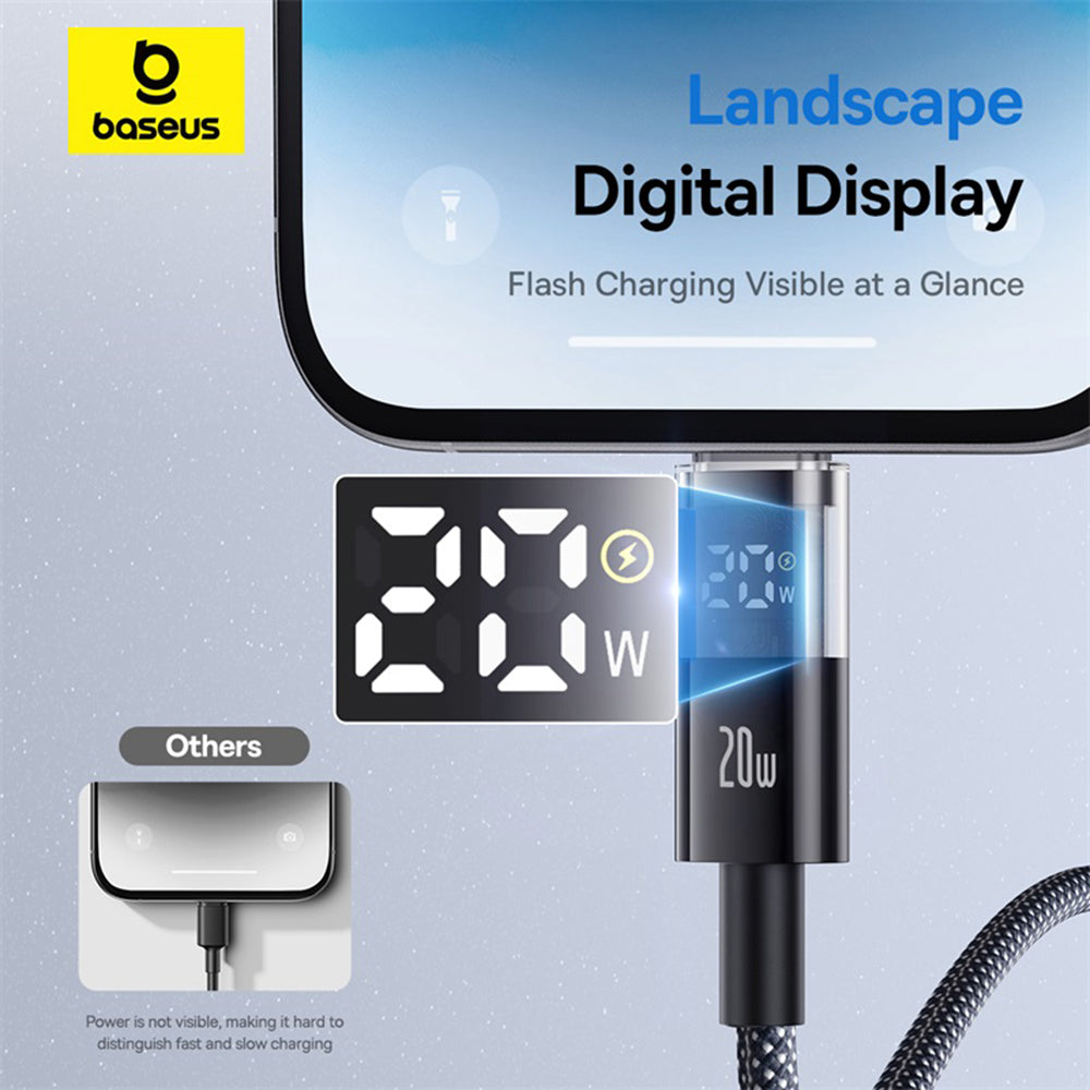 Dátový a nabíjací kábel USB-C - Lightning Baseus Display 2, 20W, 2m, Čierny P10382703121-01