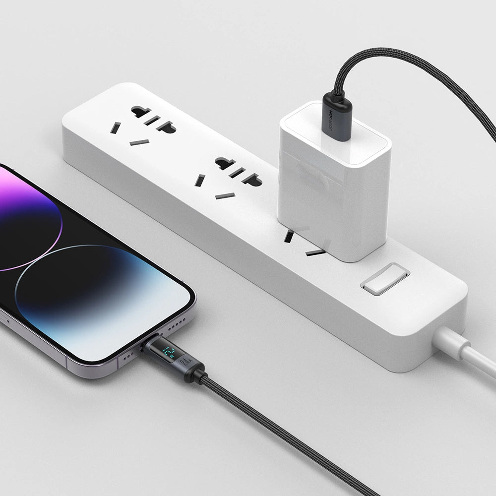 Dátový a nabíjací kábel USB-A - Lightning Joyroom S-A16 Prism Display, 12W, 1.2m, čierny