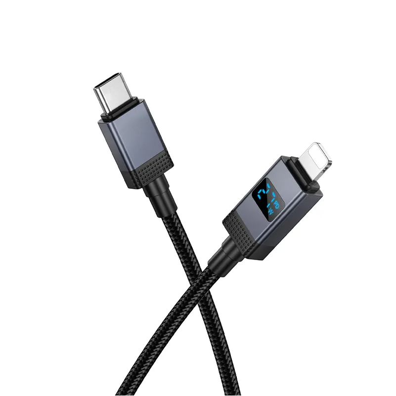 Dátový a nabíjací kábel USB-C - Lightning HOCO X118 Display, 27W, 1m, čierny