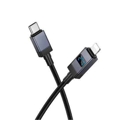 Dátový a nabíjací kábel USB-C - Lightning HOCO X118 Display, 27W, 1m, čierny