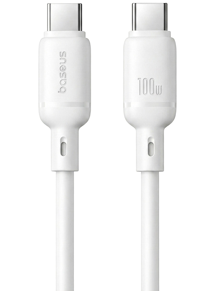 Dátový a nabíjací kábel USB-C - USB-C Baseus Silky, 100W, 1m, Biely P10377704213-00