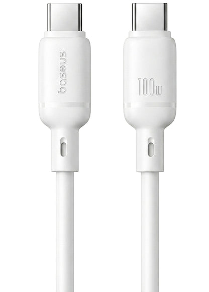 Dátový a nabíjací kábel USB-C - USB-C Baseus Silky, 100W, 1m, Biely P10377704213-00