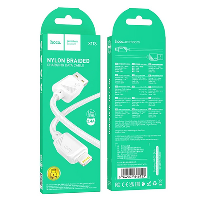 Dátový a nabíjací kábel USB-A - Lightning HOCO X113, 18W, 1m, biely