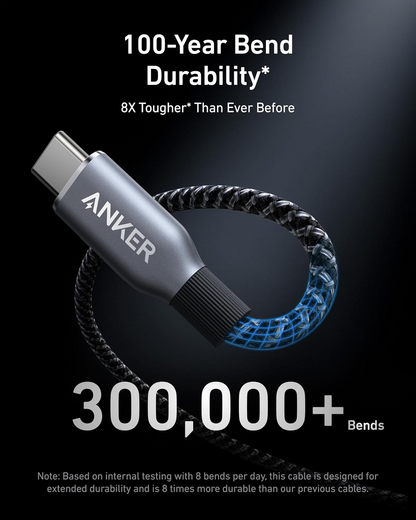 Dátový a nabíjací kábel USB-C – USB-C Anker Prime, 240 W, 0,9 m, čierny A88E2011