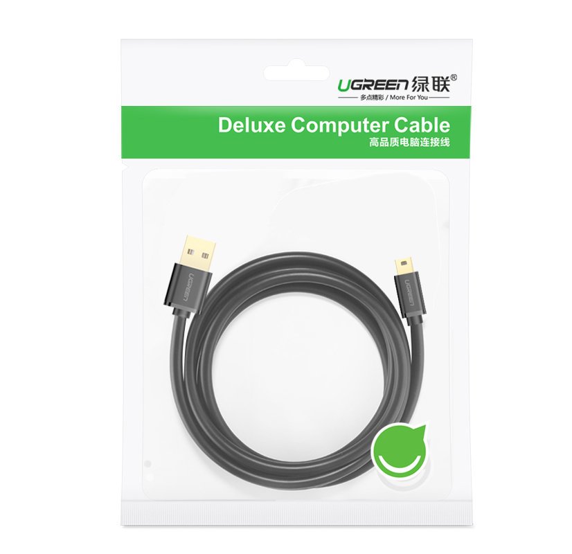 Dátový a nabíjací kábel USB-A - miniUSB UGREEN US132, 2m, čierny
