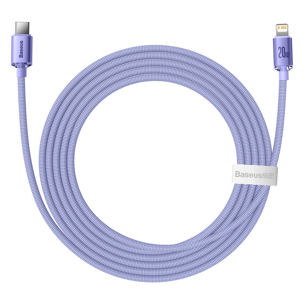 Dátový a nabíjací kábel USB-C - Lightning Baseus Crystal Shine Series, 20W, 2m, Fialový CAJY000305