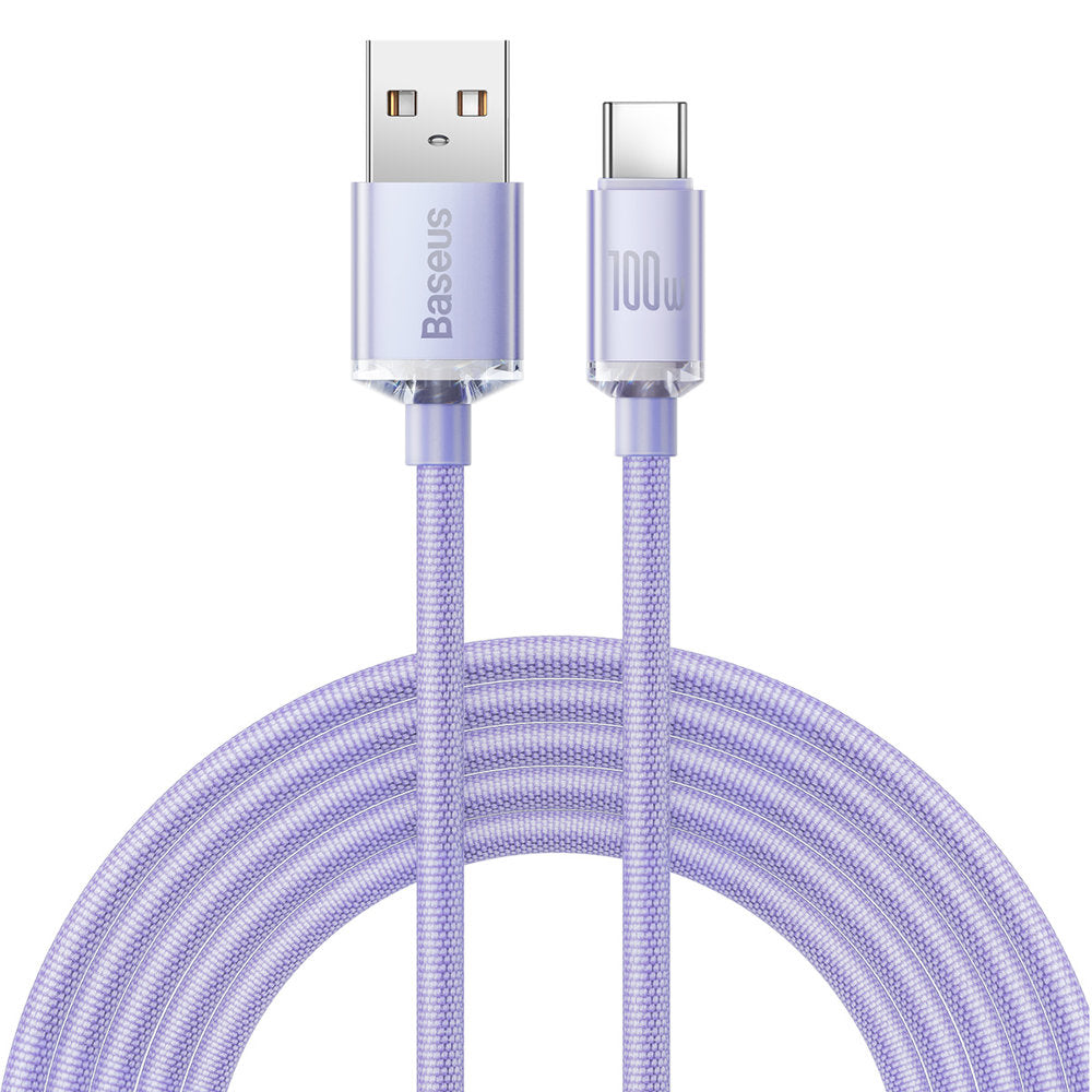 Dátový a nabíjací kábel USB-A - USB-C Baseus Crystal Shine Series, 100W, 2m, Fialový CAJY000505