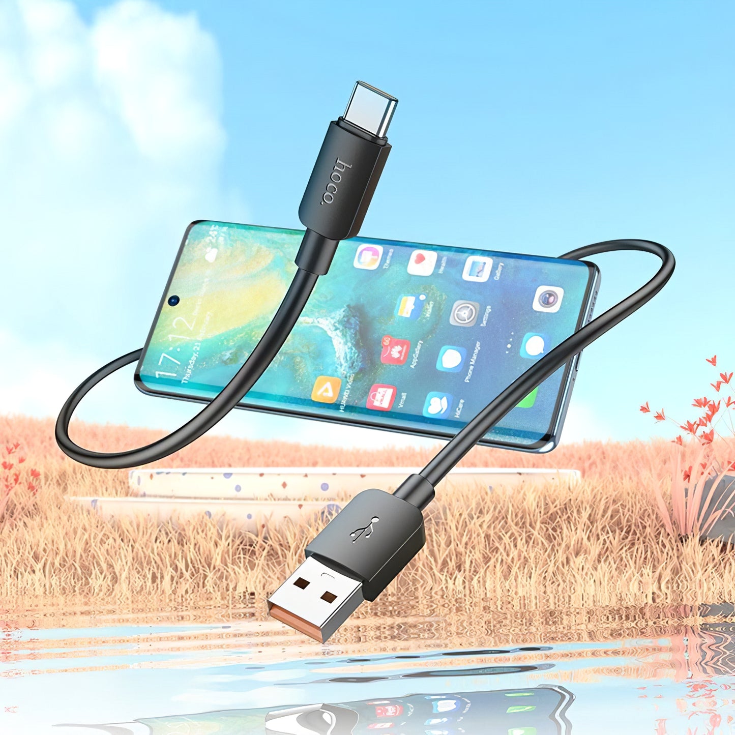 Dátový a nabíjací kábel USB-A - USB-C HOCO X96, 100 W, 1 m, čierny 