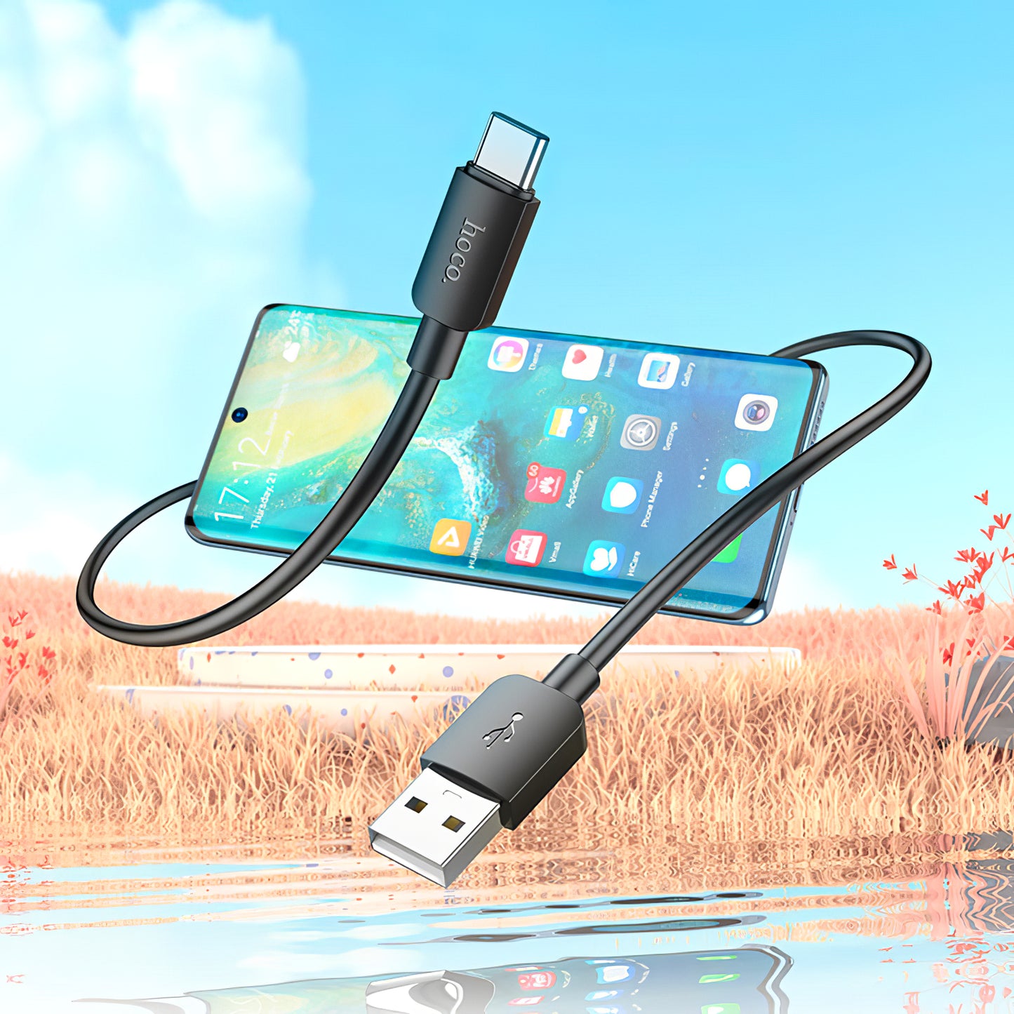 Dátový a nabíjací kábel USB-A - USB-C HOCO X96, 27W, 0.25m, Čierny