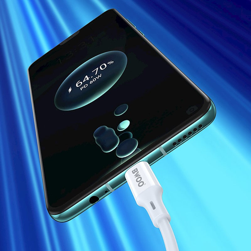 Dátový a nabíjací kábel USB-C - USB-C BWOO X282, 60W, 1m, Biela