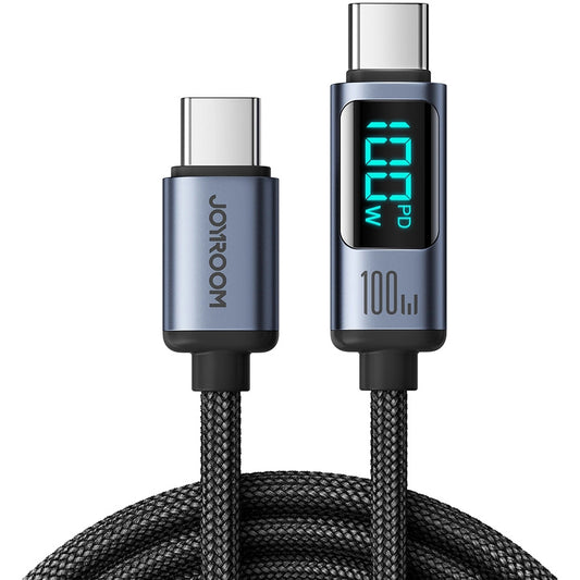 Dátový a nabíjací kábel USB-C - USB-C Joyroom S-A16 Prism Display, 100W, 1.2m, čierny