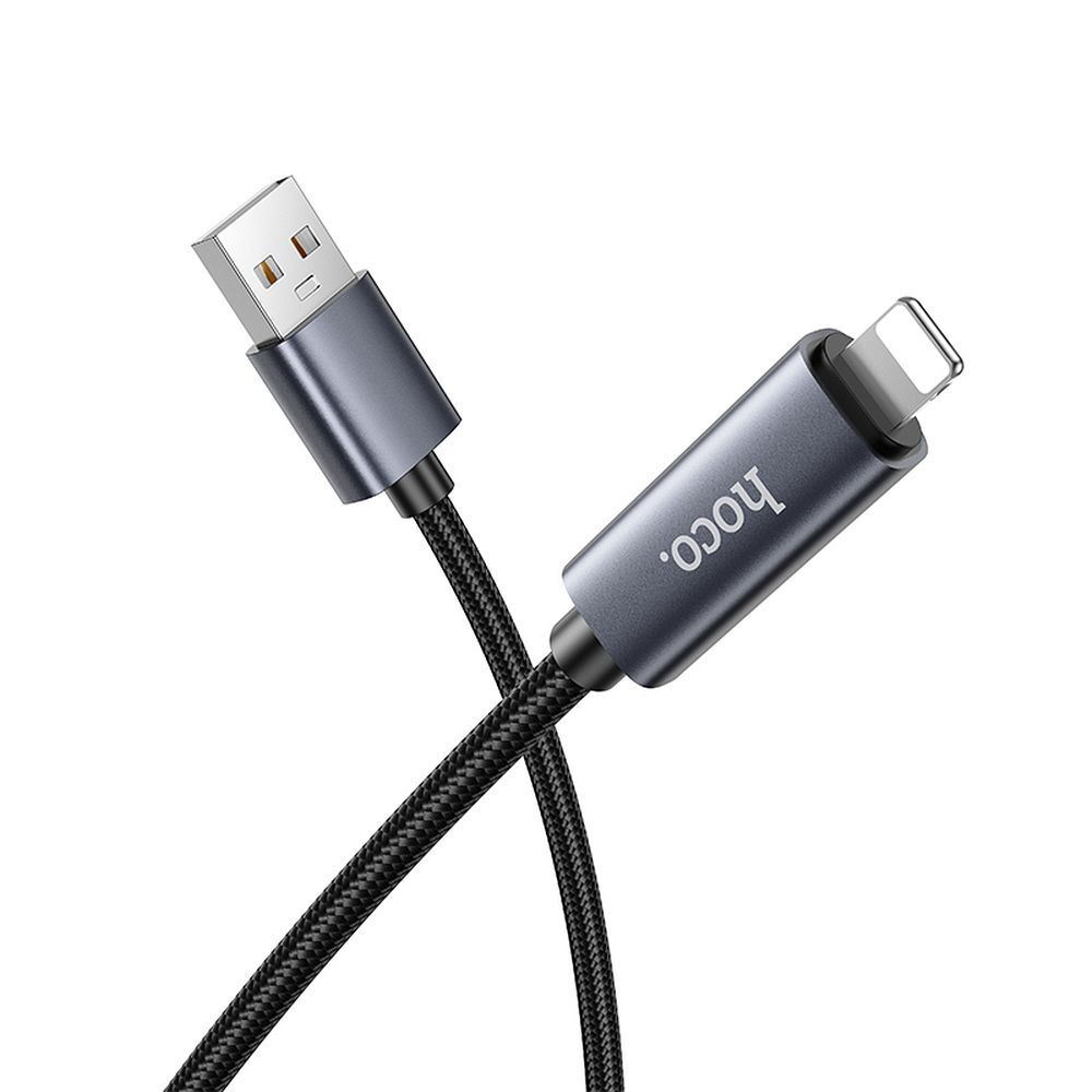 USB-A to Lightning Data and Charging Cable HOCO Display X112, 18W, 1m, Black