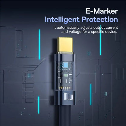 Dátový a nabíjací kábel USB-C - USB-C Baseus Explorer, 100W, 1m, Námornícka modrá P10319704321-00