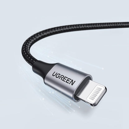 Dátový a nabíjací kábel USB-A - Lightning UGREEN US199, 18W, 1m, Sivý