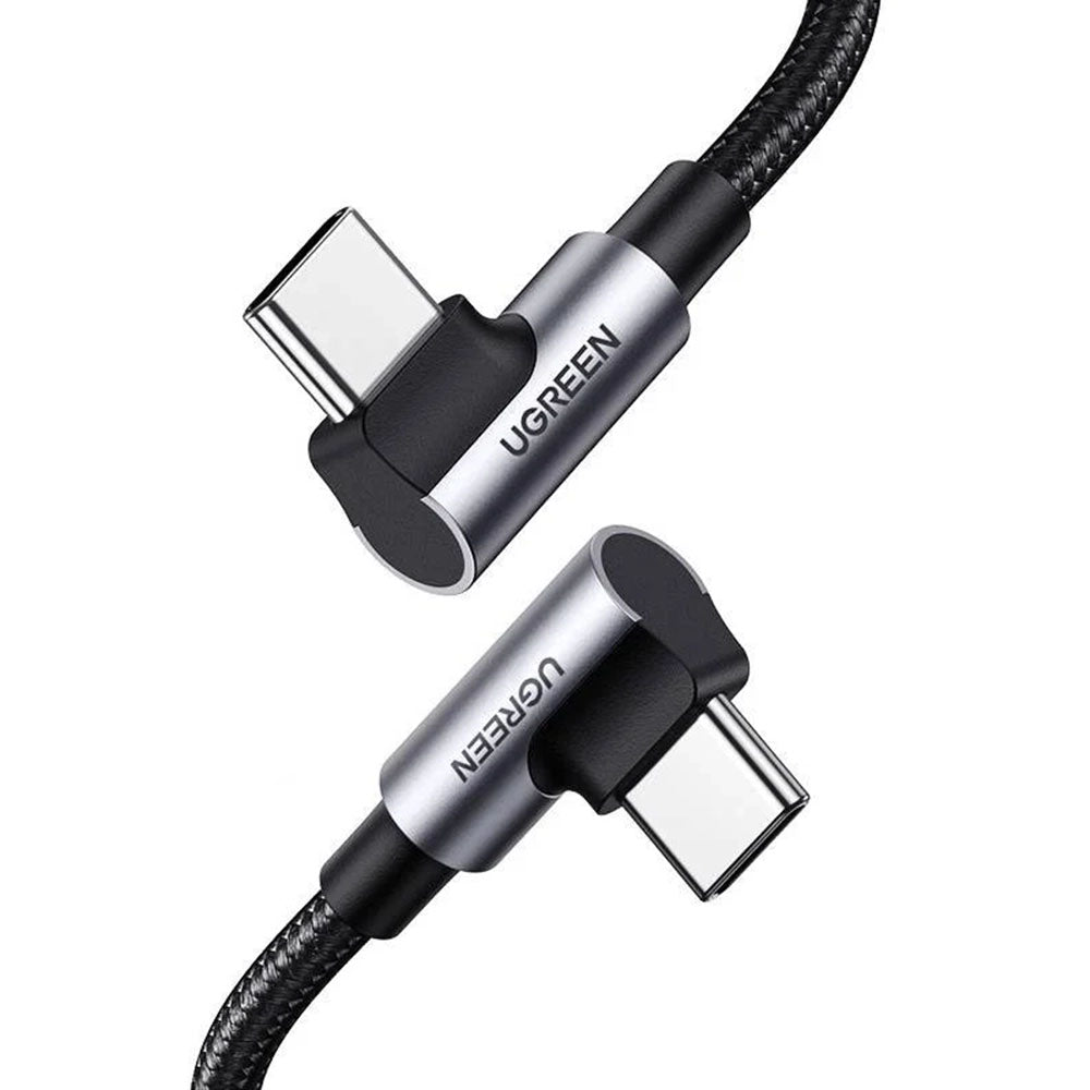 Dátový a nabíjací kábel USB-C - USB-C UGREEN US335 Angled, 100W, 2m, čierny