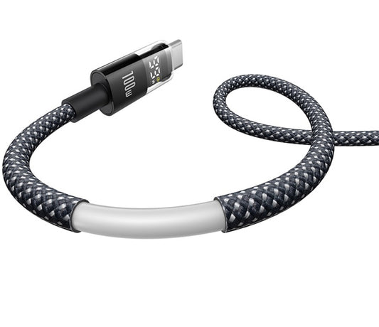 Dátový a nabíjací kábel USB-A - USB-C Baseus Display 2, 100W, 2m, Čierny P10382701111-00