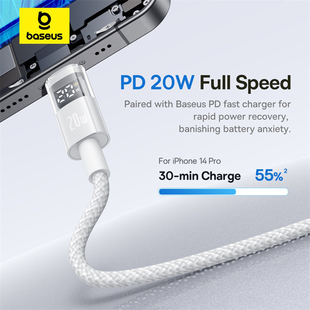 Dátový a nabíjací kábel USB-C - Lightning Baseus Display 2, 20W, 2m, Biela P10382703211-01