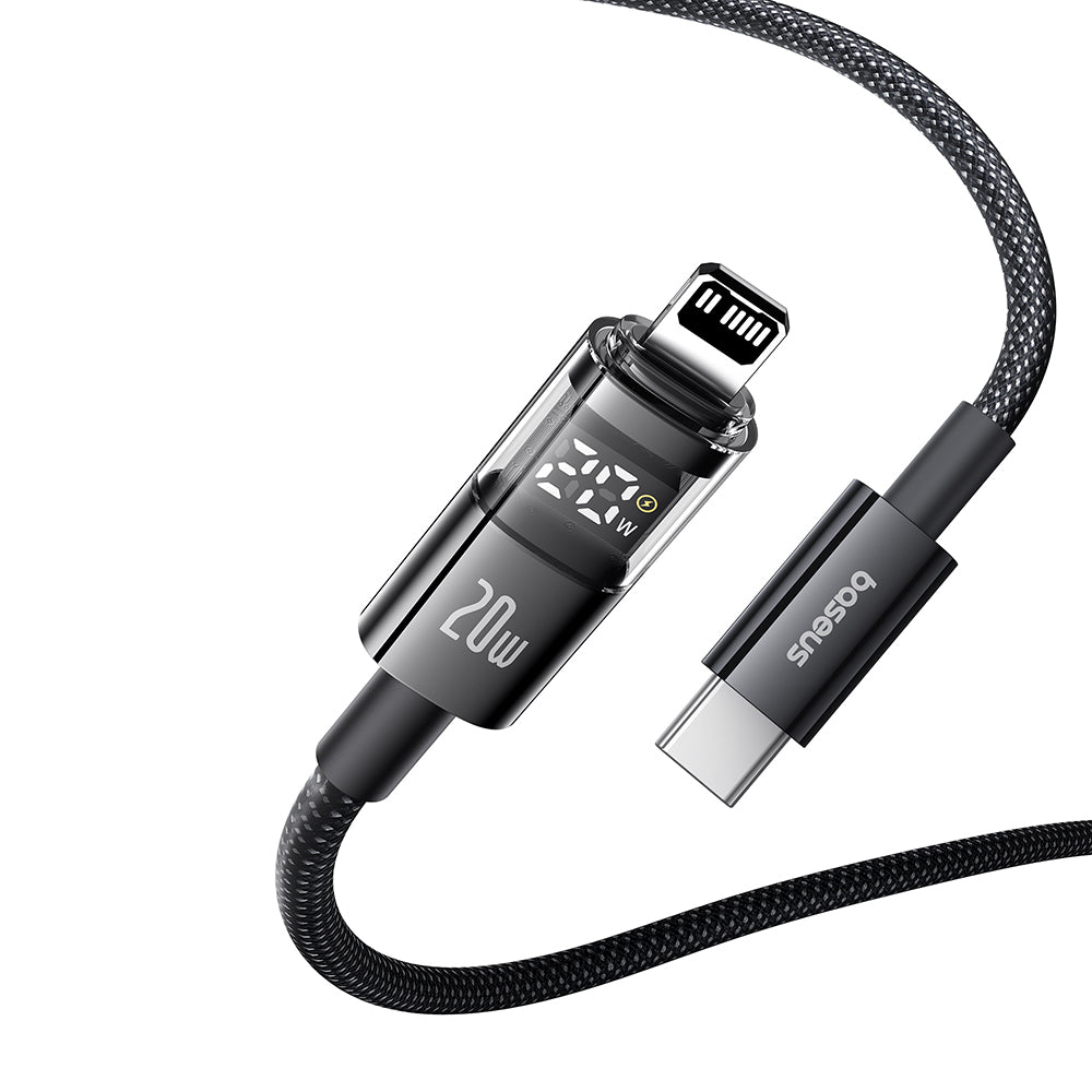 Dátový a nabíjací kábel USB-C - Lightning Baseus Display 2, 20W, 2m, Čierny P10382703121-01