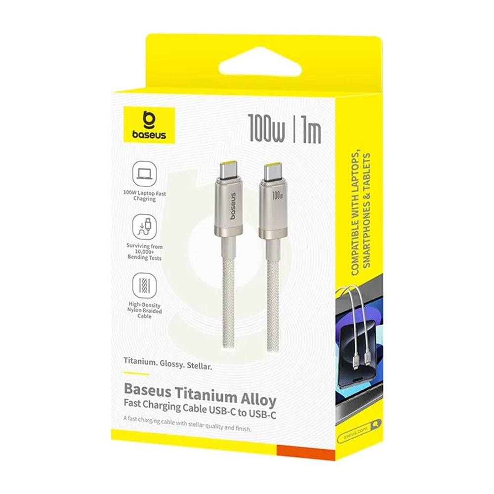 Dátový a nabíjací kábel USB-C - USB-C Baseus Titanium, 100W, 1m, Strieborný P10378100G21-00