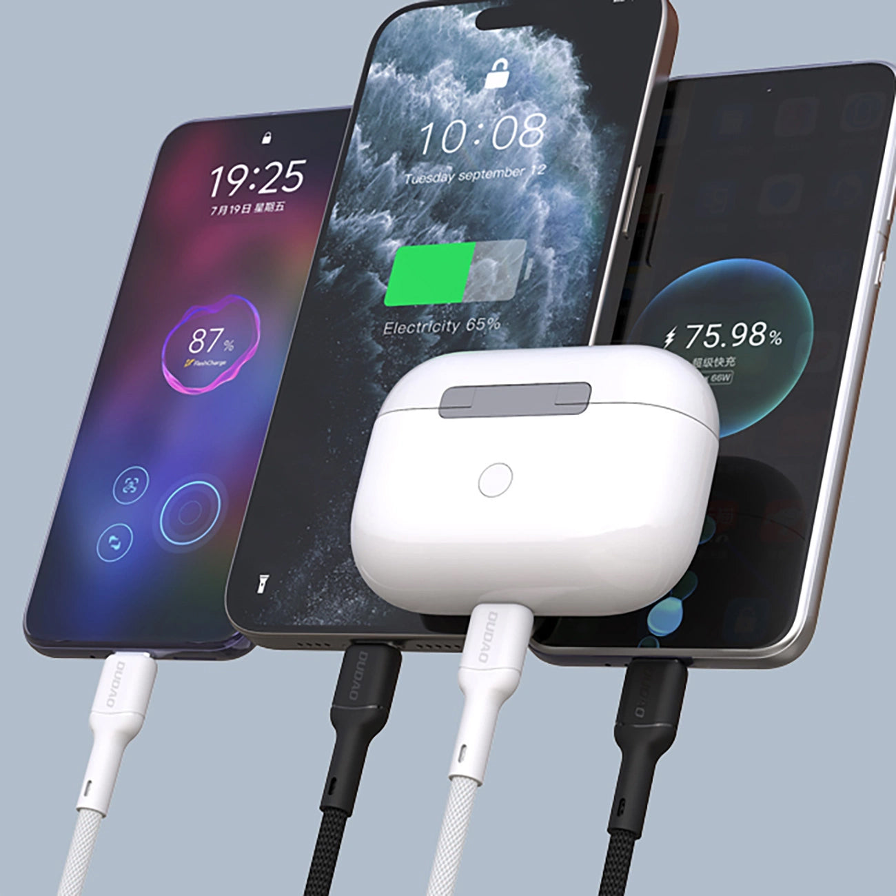 Dátový a nabíjací kábel USB-C - USB-C Dudao L9C, 65W, 1m, Biela