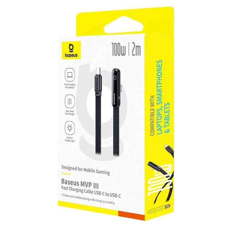 Dátový a nabíjací kábel USB-C - USB-C Baseus MVP 3, 100W, 2m, Čierny P10382500121-01