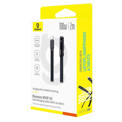 Dátový a nabíjací kábel USB-C - USB-C Baseus MVP 3, 100W, 2m, Čierny P10382500121-01