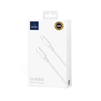 Dátový a nabíjací kábel USB-C - Lightning WiWu Wi-C008, 30W, 1.2m, Biela