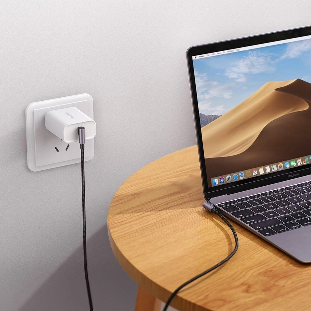 Dátový a nabíjací kábel USB-C - USB-C UGREEN US323 Angled, 60W, 2m, čierny