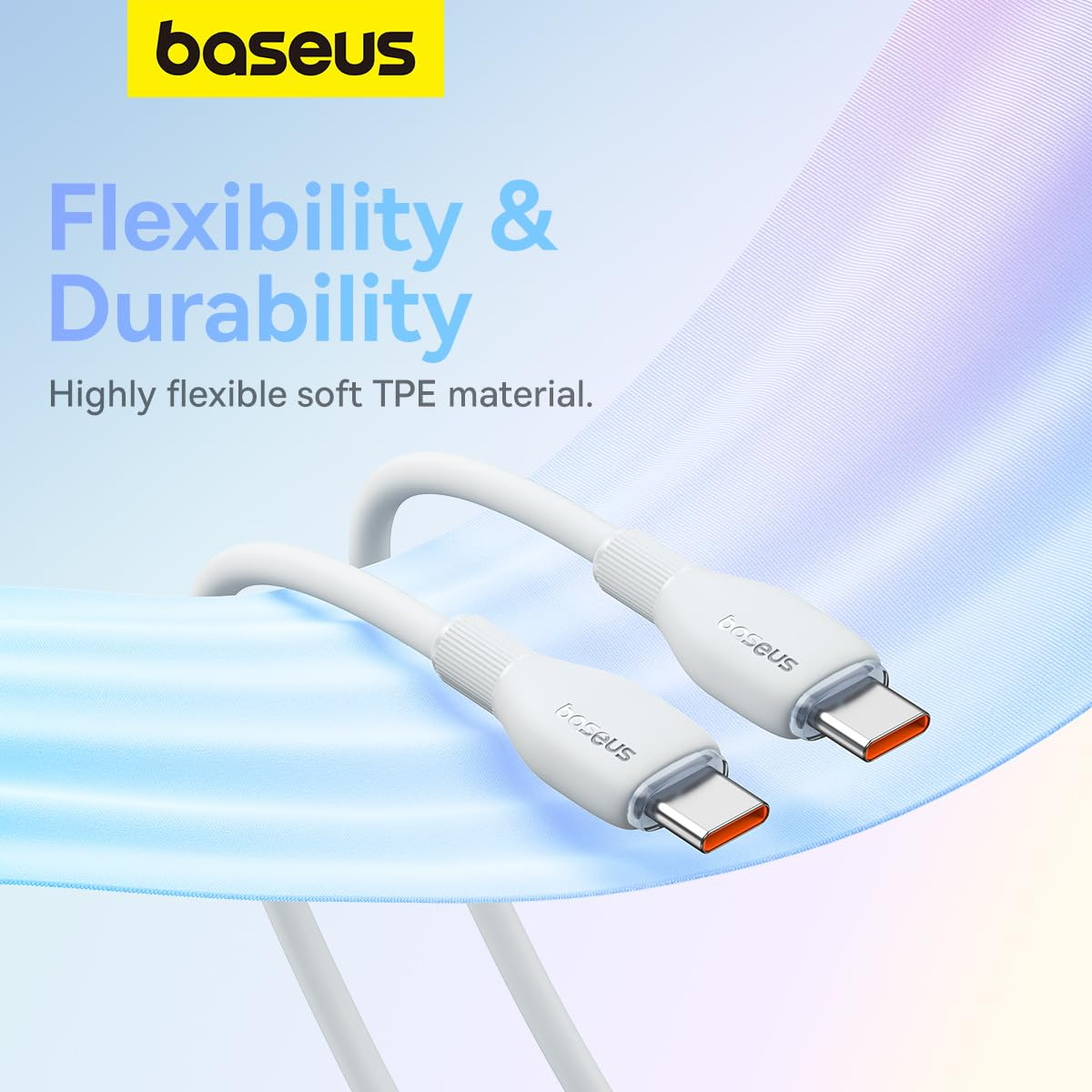 Dátový a nabíjací kábel USB-C - USB-C Baseus Pudding, 100W, 1.2m, Biely P10355702221-00