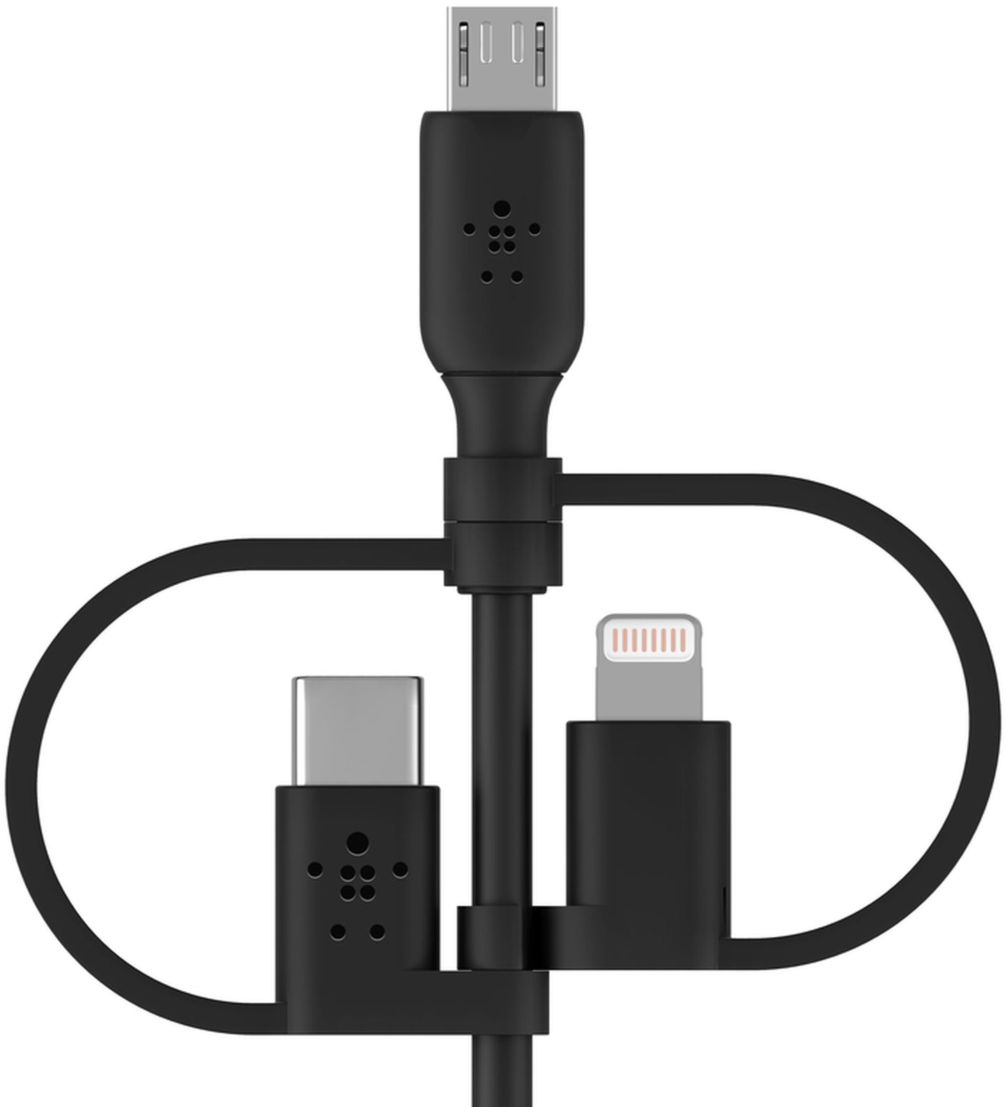 Dátový a nabíjací kábel USB-A - Lightning / microUSB / USB-C Belkin BoostCharge, 1m, čierny CAC001bt1MBK