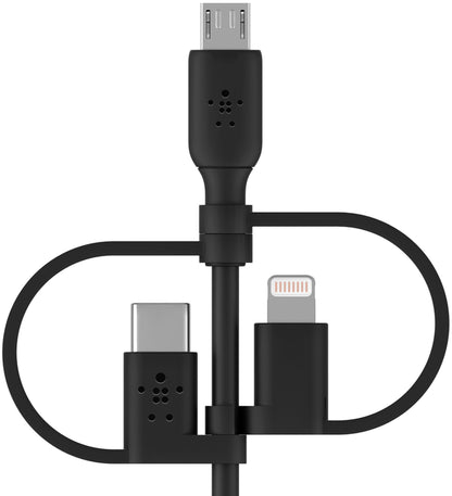 Dátový a nabíjací kábel USB-A - Lightning / microUSB / USB-C Belkin BoostCharge, 1m, čierny CAC001bt1MBK