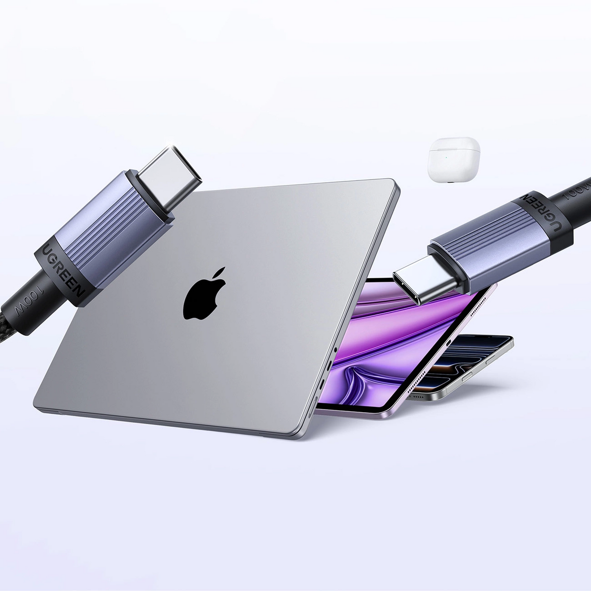 Dátový a nabíjací kábel USB-C - USB-C UGREEN, 100W, 2m, čierny