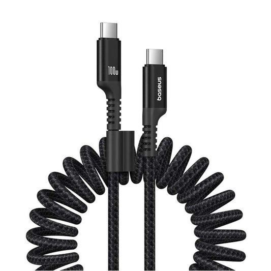 Dátový a nabíjací kábel USB-C - USB-C Baseus Fish Eye Spring, 100W, 1m, Čierny P10320203111-00