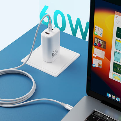 Dátový a nabíjací kábel USB-C - USB-C BWOO X282, 60W, 1m, Biela