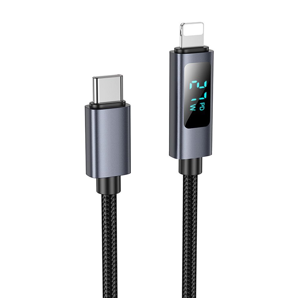 Dátový a nabíjací kábel USB-C - Lightning HOCO Display X112, 27W, 1m, čierny