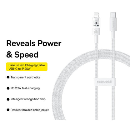 Dátový a nabíjací kábel USB-C - Lightning Baseus Gem, 20W, 1m, Biela P10373001211-00