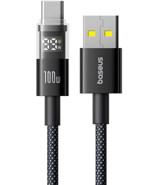 Dátový a nabíjací kábel USB-A - USB-C Baseus Display 2, 100W, 1m, Čierny P10382701121-00